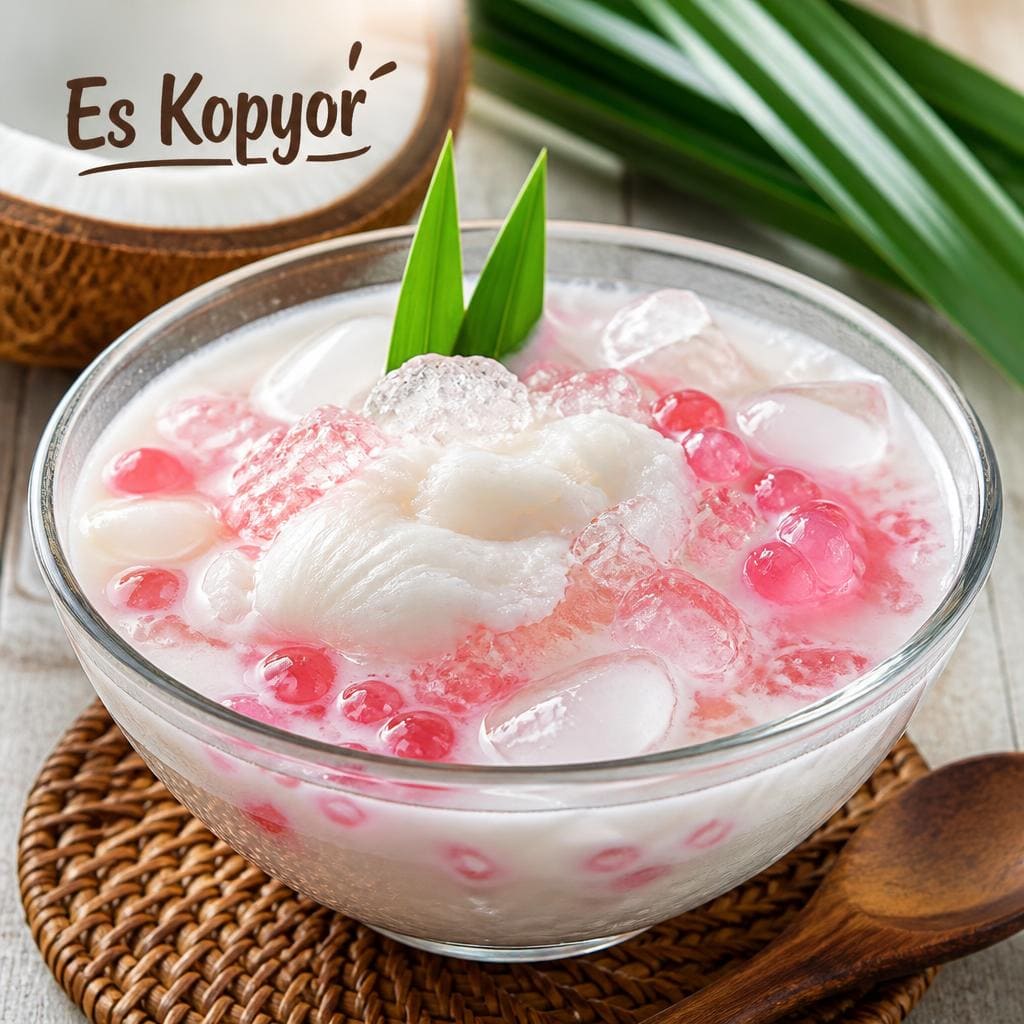 Kopyor Te Sate dengan rasa segar dan tekstur lembut khas minuman kopyor